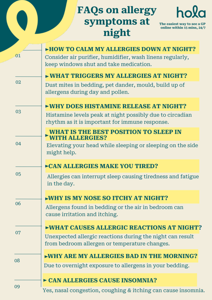 Allergy symptoms at night - FAQ